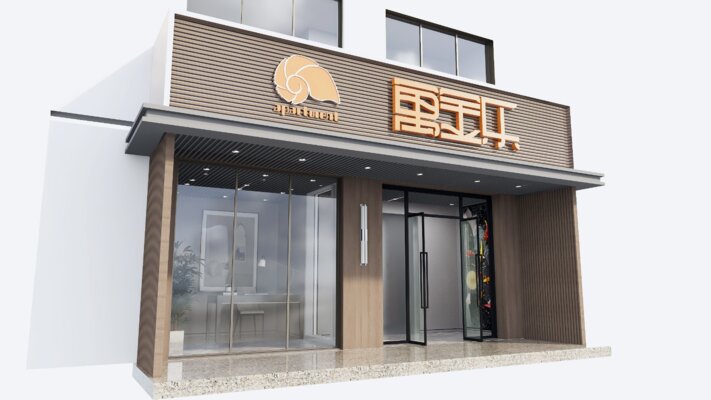 单铝板造型店招效果图